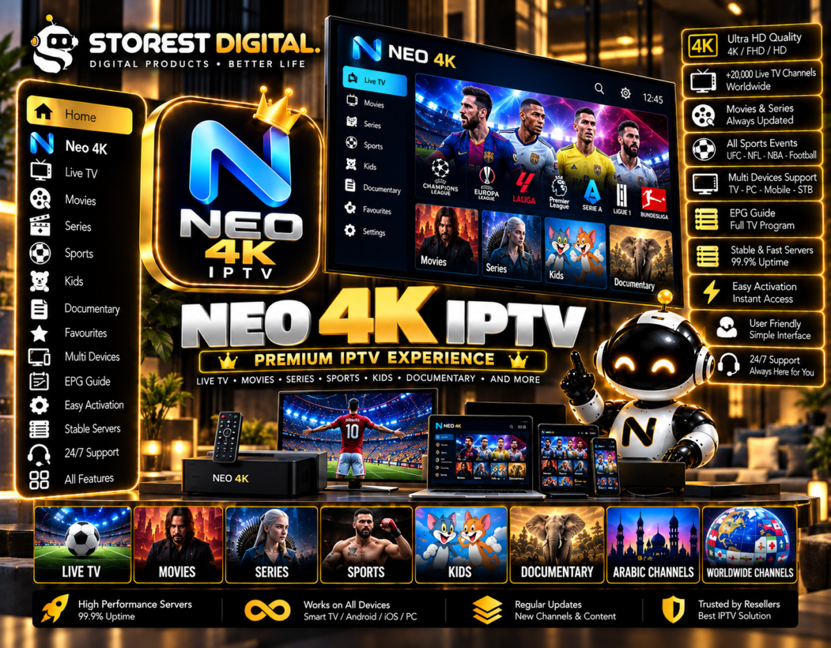 اشتراك Neo 4K IPTV | قنوات رياضية وأفلام ومسلسلات